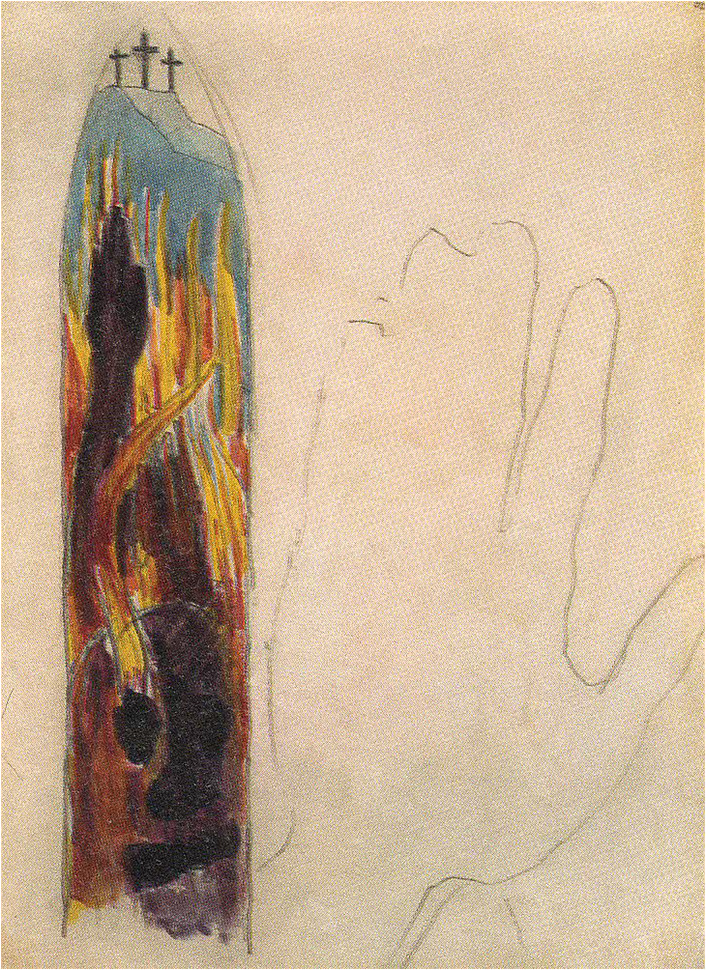 17. M. K. Čiurlionio kompozicija vitražui ir rankos eskizas (1903)