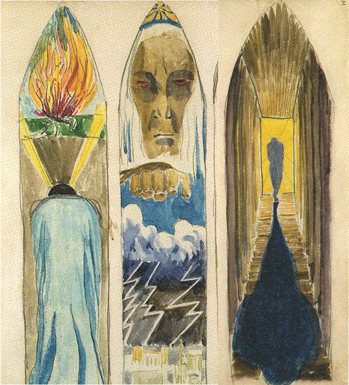 10. M. K. Čiurlionio vitražų triptiko „Mozė“ eskizai (1904)
